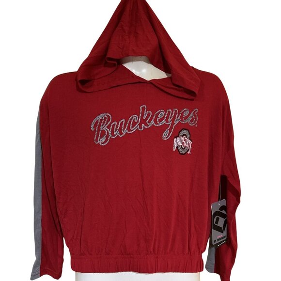 NEW Ohio State OSU Buckeyes Colosseum Red LS Hooded Shirt Girl's M (7-8) - Picture 4 of 7